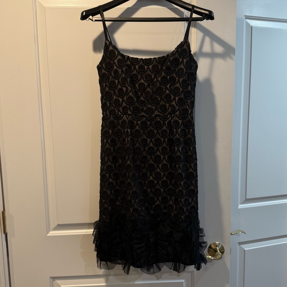 Milly Black Textured Mini Dress. Size 8